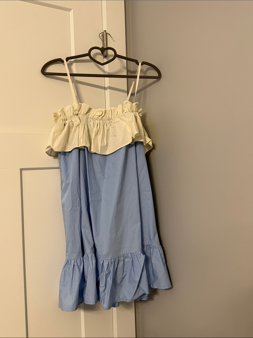NWT SHOP TALULAH Cream & Light Blue Ruffle Strap Dress